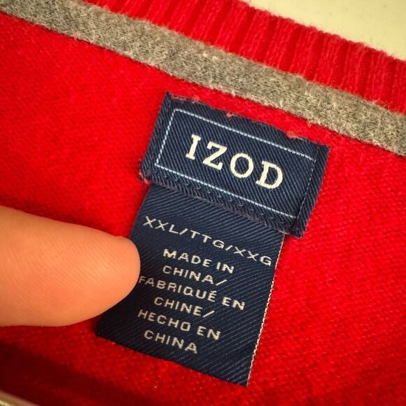 Izod Women’s Golf Sweater V-Neck Diamond Graphic Size 2XL Red Color - Picture 7 of 11